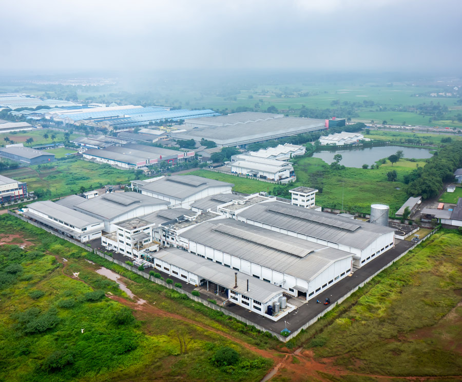 Sky view of factories in Indonesia
