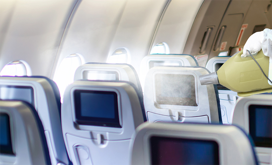 Aircraft seat backs and tray tables, made from KYDEX® Thermoplastics