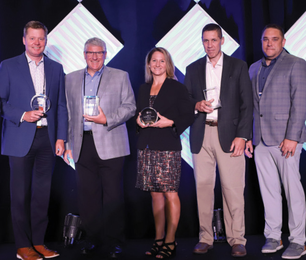 The Gold Level Circle of Champions Award was presented to Gerry Helbig, Peter DelGado, Jinny Kcehowski, Keith Hechtel and Dallas McLaughlin of Curbell Plastics, Inc.