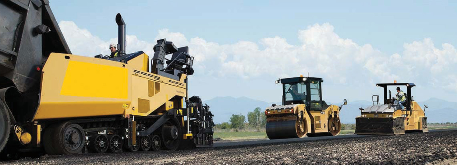 Asphalt paver and compactor demonstrating that performance plastics can work in the harshest conditions