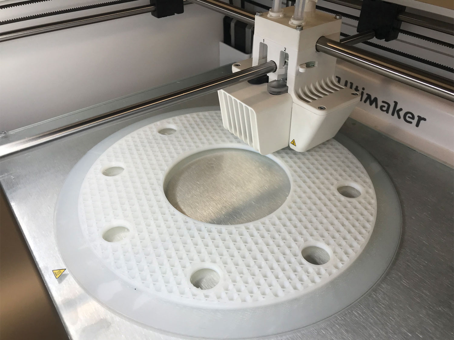 a common printing apparatus using PVDF filament to print an 8.5" flange