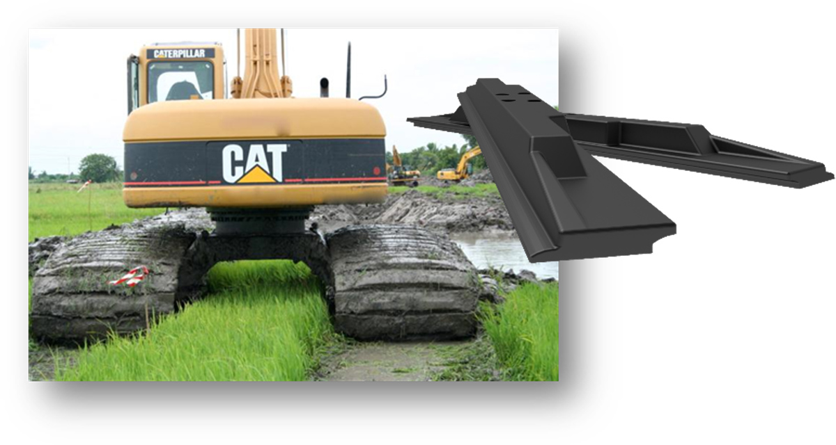 Track plates made from Nylatron PA6 achieve low ground pressure by increasing surface area and lowering weight.