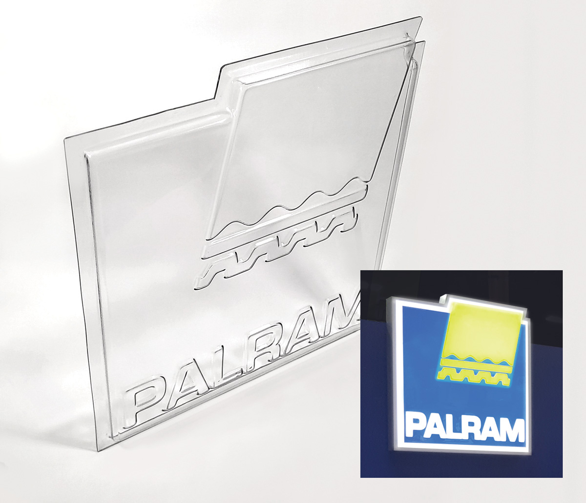 Vacuum formed plastic Palram sign face