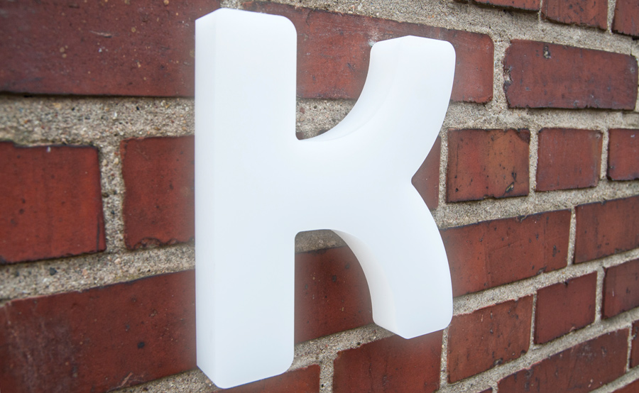 ACRYLITE® LED optimized letter block cast acrylic of the letter K