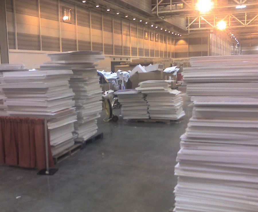 plastic materials stacked on pallets in a warehouse