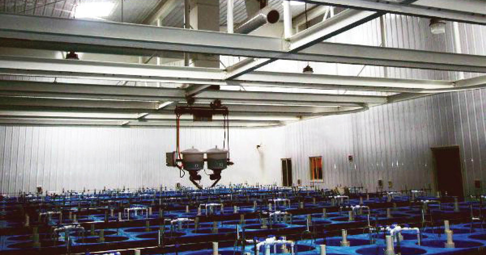 PVC liner panels being used at a fish research farm