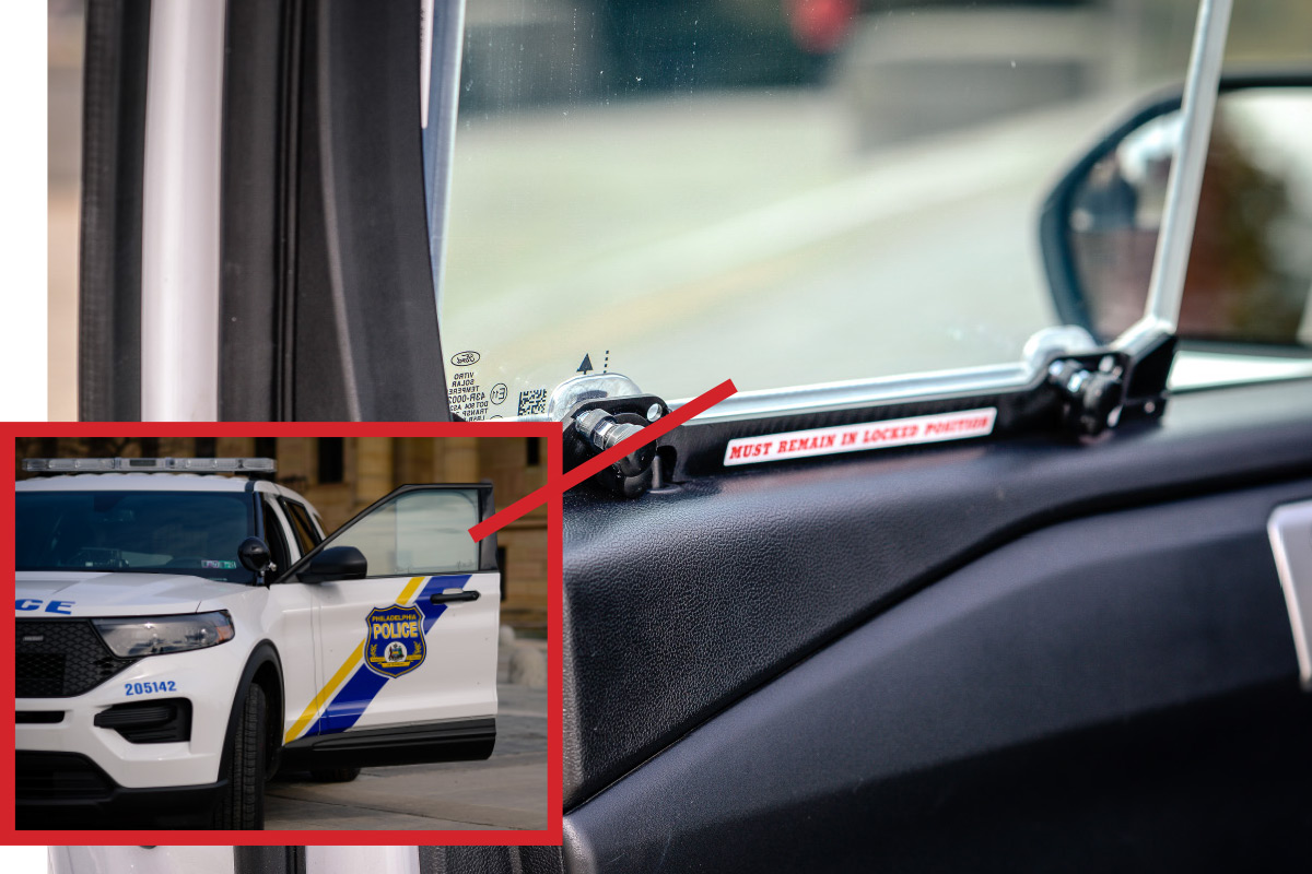 TPU film being used for windows on a police vehicle