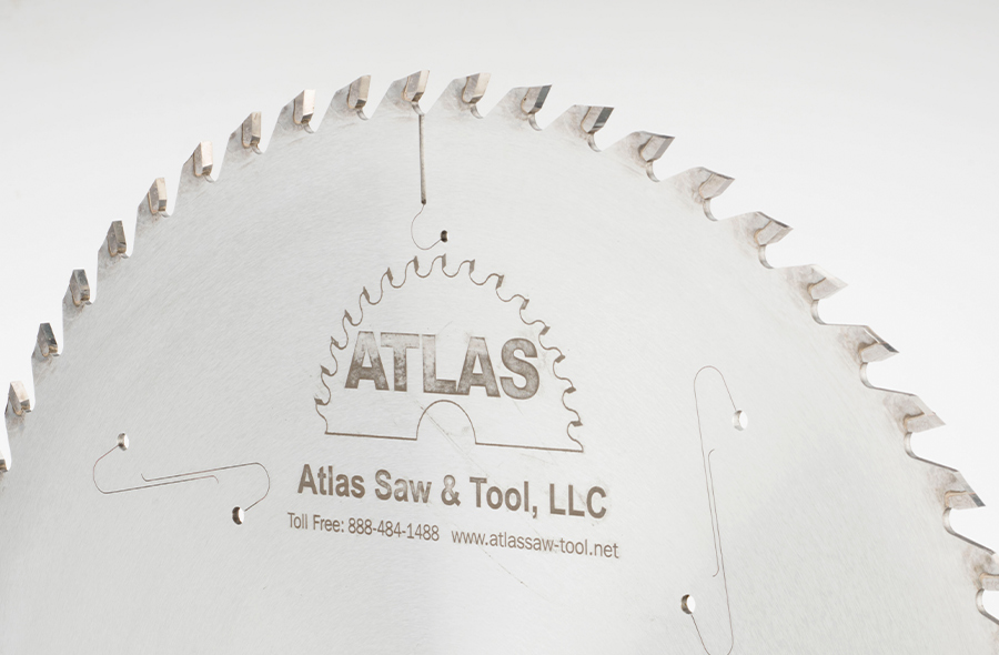 close up of the top half of an Atlas saw blade