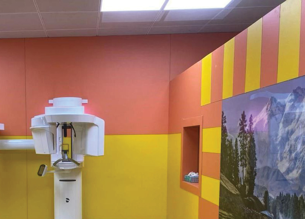 X-Ray room with yellow and orange walls