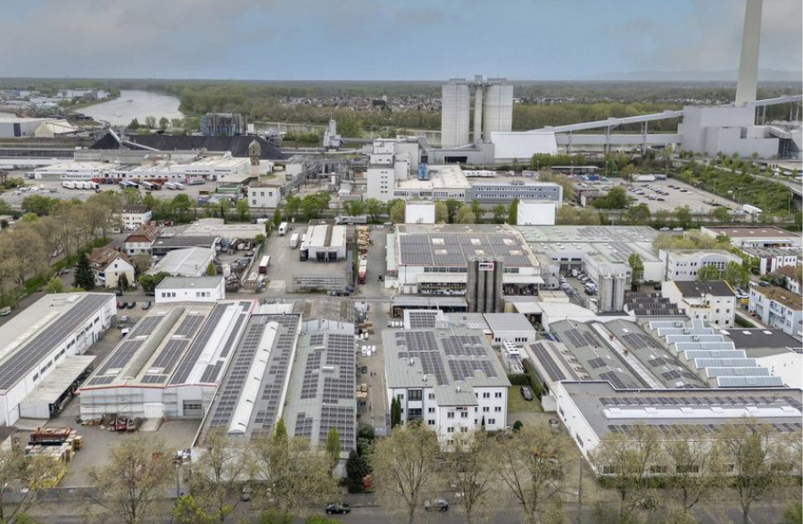 Aerial view of the GEHR Plastics, Inc. site in Mannheim-Neckarau
