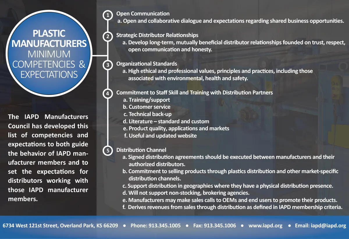 information on plastic manufacturers and their minimum competencies and expectations